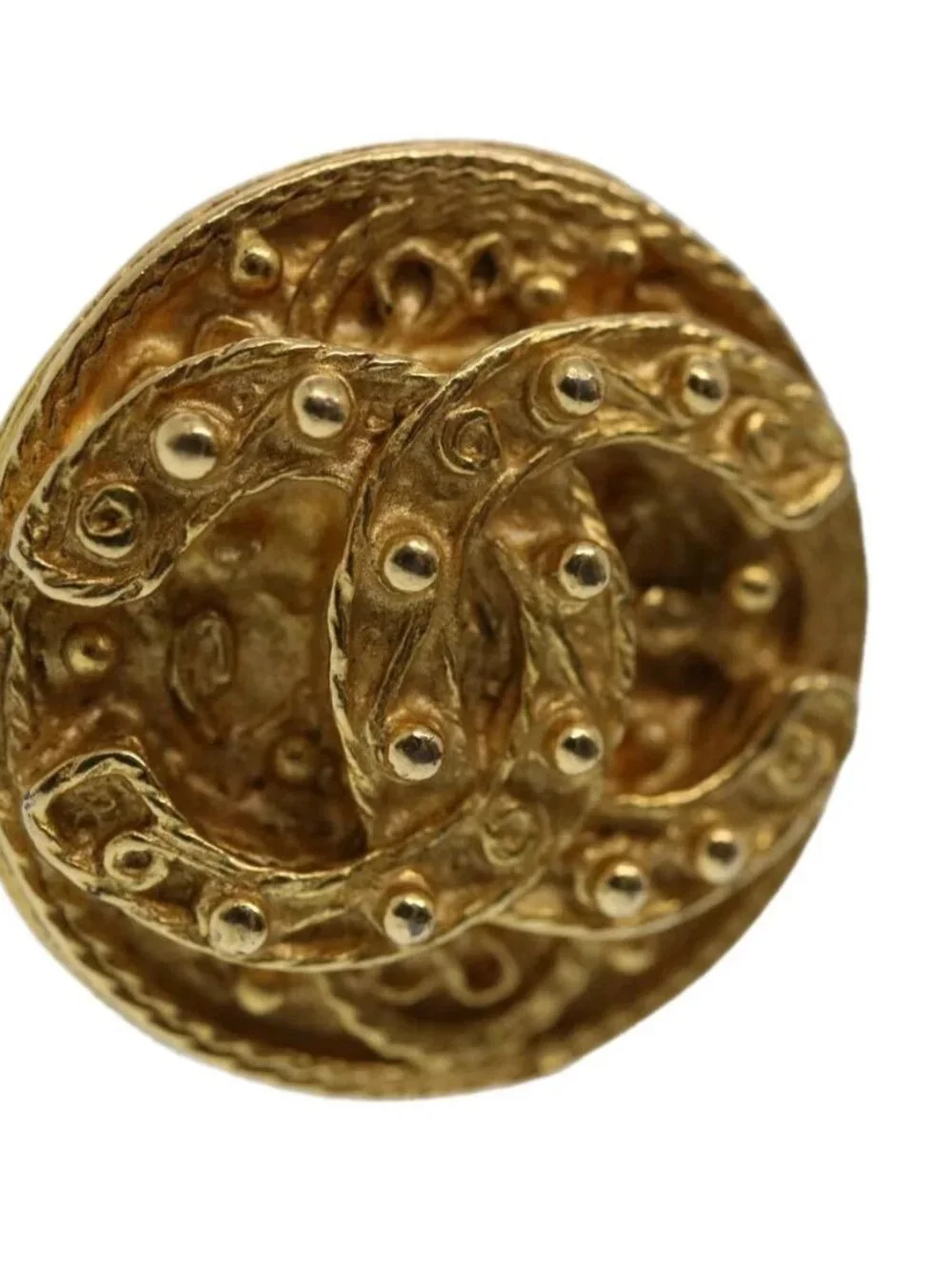 CHANEL Earring Gold Tone CC Auth ep2559